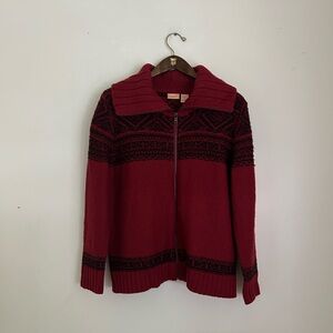 Northcrest Red and Black Knit Sweater